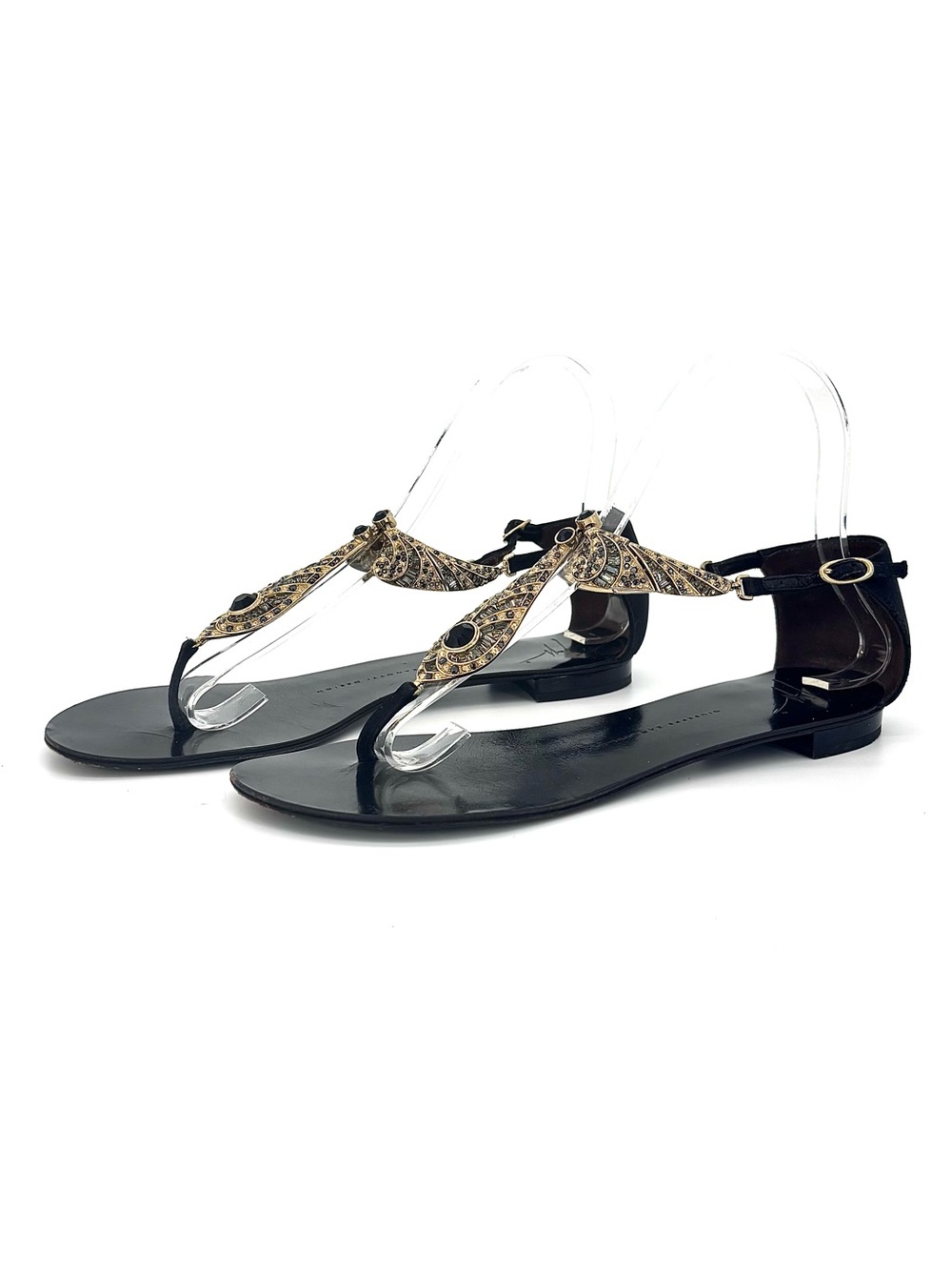Giuseppe Zanotti Jewel Embellished Rock 10 Infradito T Strap Sandals 38.5